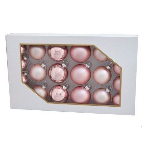 Kurt Adler 60-80MM Shiny and Matte Pink Glass Ball Ornaments, 20-Piece Set - 1 of 4