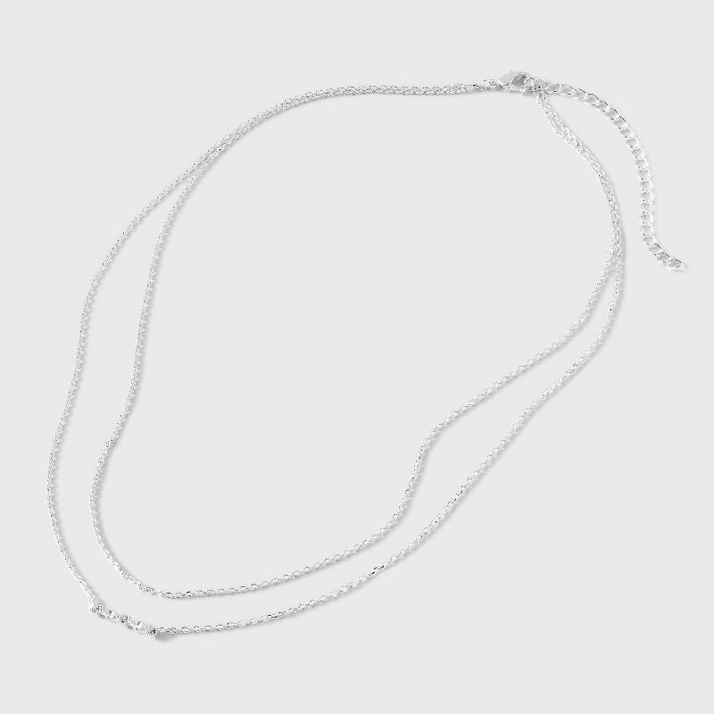 Silver Plated Cubic Zirconia Bar Duo Necklace - A New Day&#8482; Silver, 4 of 6