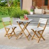Tangkula 3 Piece Folding Outdoor Patio Bistro Set Space Saving Foldable Acacia Wood Porch Chairs and Square Table - 4 of 4