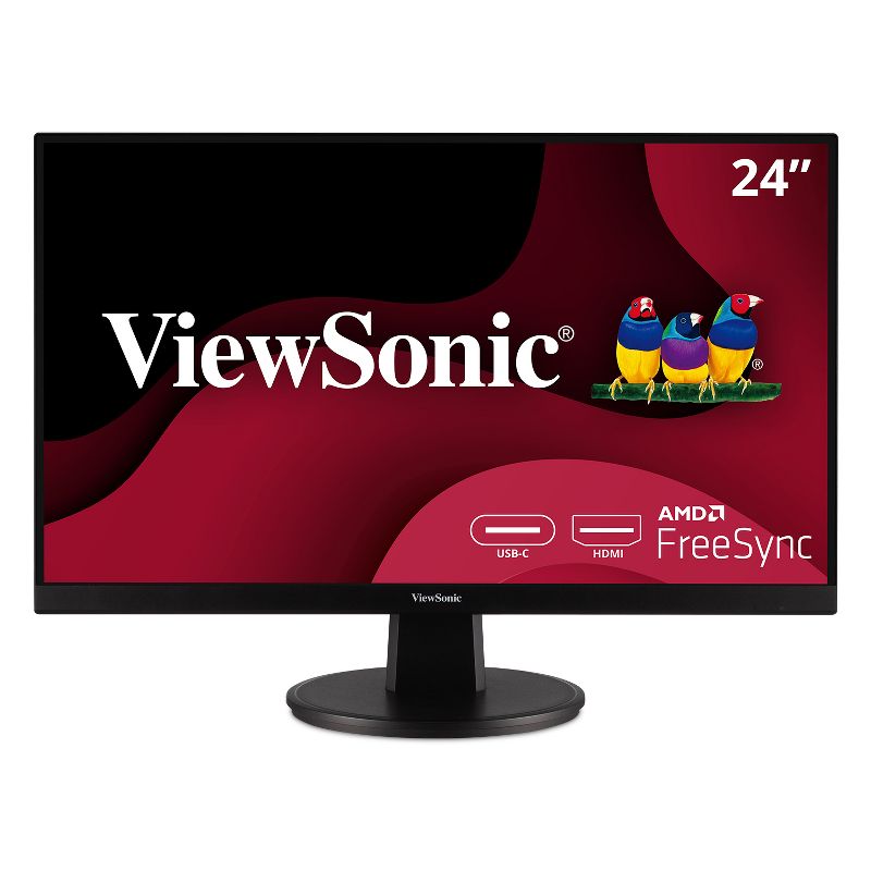 ViewSonic VA2447-MHU 24 Inch Full HD 1080p USB-C Monitor with Ultra-Thin Bezel, AMD FreeSync, 100Hz, Eye Care, 15W Charging, HDMI, and VGA Inputs for, 1 of 9