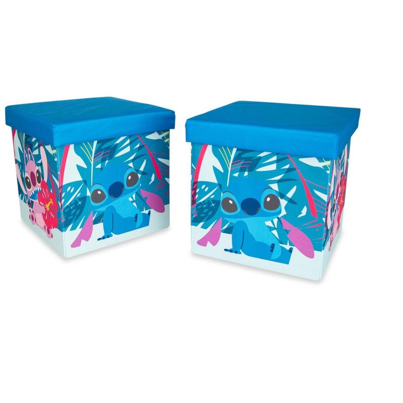 Ukonic Disney Stitch and Angel 15-Inch Storage Bin Cube Organizers with Lids | Set of 2, 2 of 7