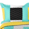 Slickblue Full/Queen Quilt Set, 100% TC Fabric Vermicelli Quilted Patchwork, Machine Washable, 3 Geometric Design, 3pc - 3 of 4