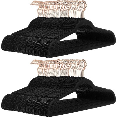 Paaaawaters Basics Slim Velvet, Non-Slip Suit Clothes Hangers, Pack of 100, Black