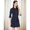 INSPIRE CHIC Women's 3/4 Sleeve Button Down Denim Shirt Dress - 3 of 4