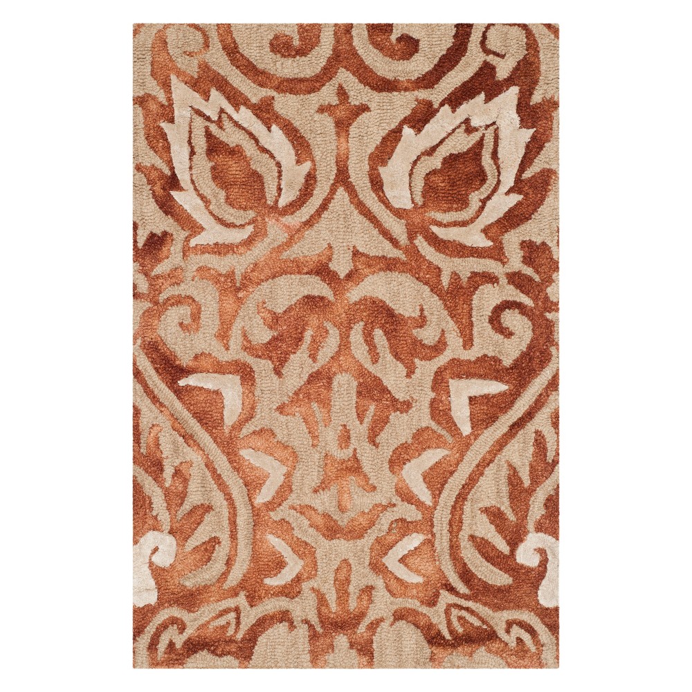  Damask Tufted Accent Rug Copper/Beige