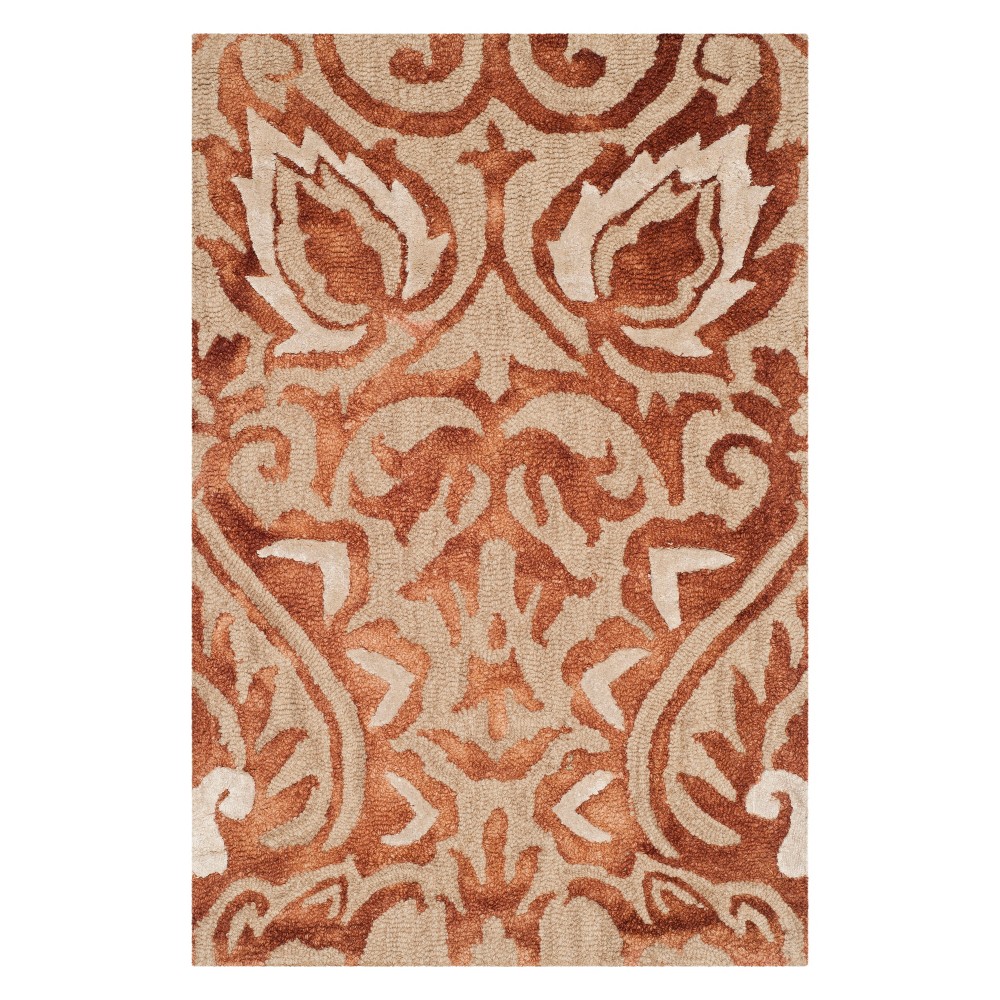 2'x3' Damask Tufted Accent Rug Copper/Beige - Safavieh