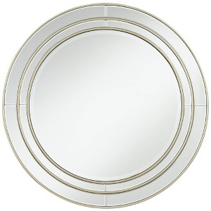 Noble Park San Simeon Round Vanity Decorative Wall Mirror Modern Beveled Glass Matte Champagne Frame 31 3/4" Wide for Bathroom Bedroom House Entryway - 1 of 4