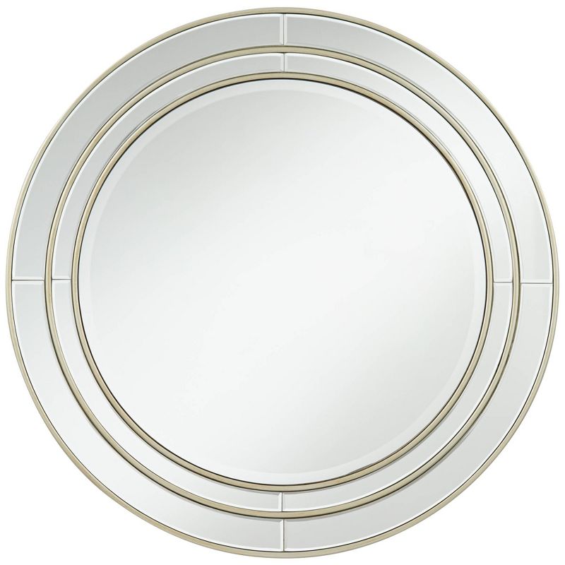 Noble Park San Simeon Round Vanity Decorative Wall Mirror Modern Beveled Glass Matte Champagne Frame 31 3/4" Wide for Bathroom Bedroom House Entryway, 1 of 8