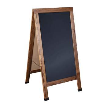 Flash Furniture Torched Brown Wood A-Frame Magnetic Chalkboard Set-Markers, Stencils and Magnets