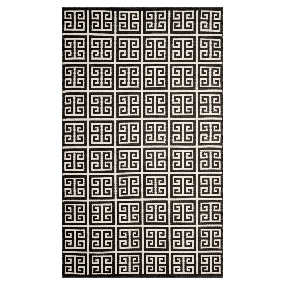 Black/Ivory Geometric Woven Accent Rug 4'X6' - Safavieh