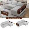 87.4'' Chenille L-Shaped Sectional Sofa with Reversible Armrests and Storage Rack, Upholstered Couch with Chaise Lounge for Living Room - 4 of 4