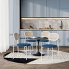 LeisureMod 5-PC Dining Set - 36" Round Dining Table Sintered Stone Top & Black Pedestal, 4 Velvet Dining Chairs in White Steel Legs - 2 of 4