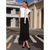 INSPIRE CHIC Women's Button Down Shirt Contrast Color Tie Neck Cap Sleeve Office Blouse - 2 of 4