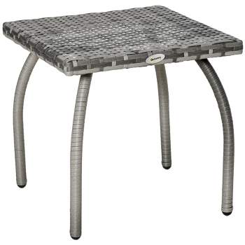 Outsunny Rattan Wicker Side Table, End Table with All-Weather Material for Outdoor, Garden, Balcony, or Backyard