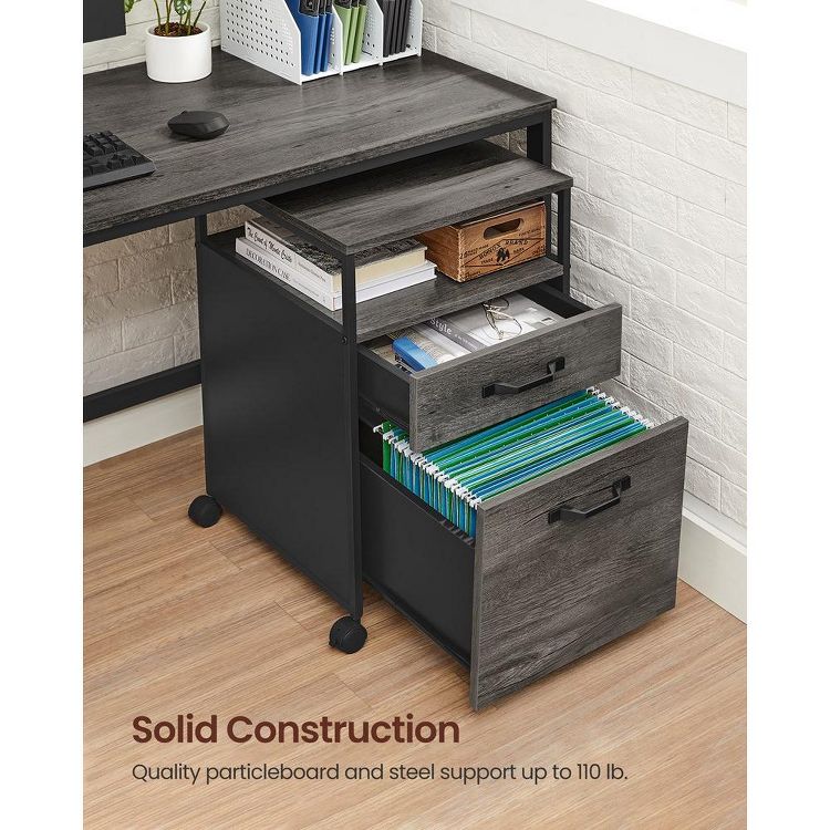 File Cabinet Mobile Filing Cabinet with Wheels 2 Drawers Open Shelf ...