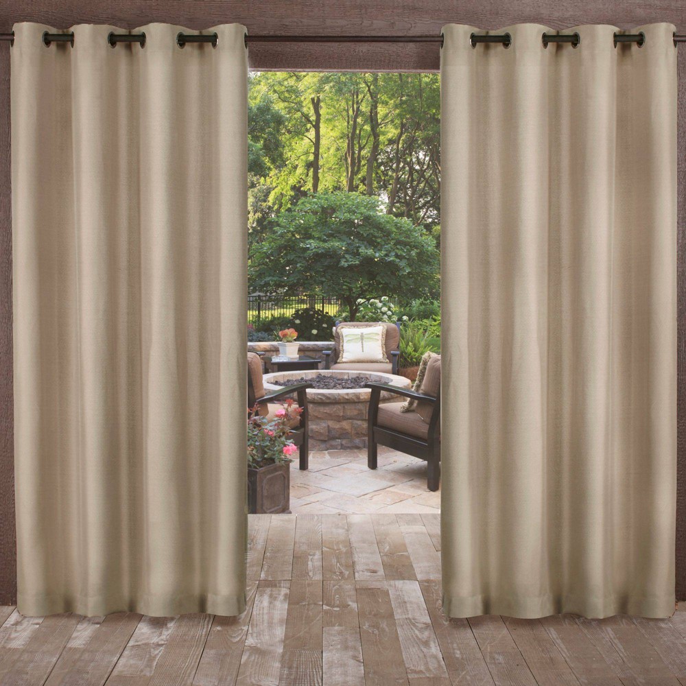 Photos - Curtains & Drapes Set of 2  Biscayne Indoor/Outdoor Two-Tone Textured Grommet Top W(96"x54")