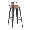 Low Back Metal and Wood Barstool with Square Seat for Kitchen Island or Home Bar, Set of 2 - 2 of 4