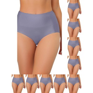 INSPIRE CHIC Women's Tummy Control Unlined High-Waisted Breathable Hipster Underwear 10 Packs - 1 of 4