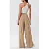 Womens Wide Leg Straight Long Pants Summer Fall Casual Pleated High Waisted Pants Office Work Business Trousers Palazzo Pant - 2 of 4