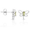 Sterling Silver White Gold Plated Peridot Tourmaline Gemstone Butterfly Stud Earrings- A Graceful and Nature-inspired Jewelry Piece - 3 of 4