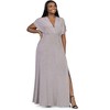 24seven Comfort Apparel Plus Size Flutter Sleeve Metallic Knit Maxi Dress Front Slit Empire Waist - 2 of 4