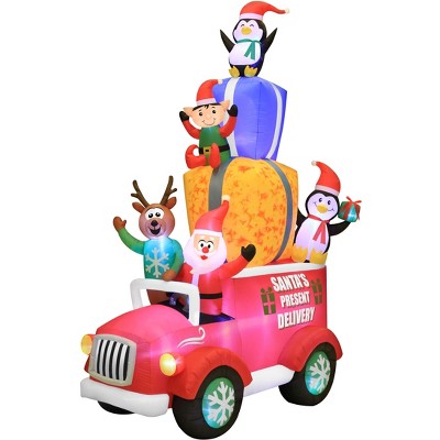 Occasions 12' INFLATABLE SWIRLING LIGHTS SANTA'S TRUCK, 8 ft Tall, Multicolored