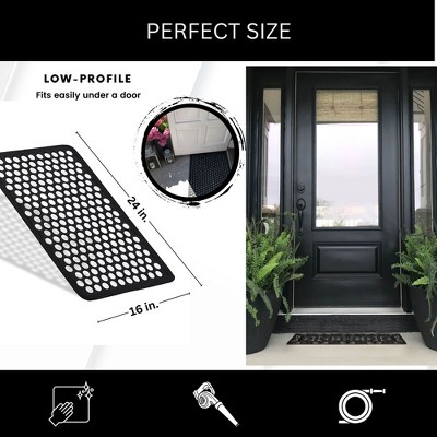 Harold Black Heavy-Duty Non-Slip Rubber Outdoor Door Mat - 24x16 Inches