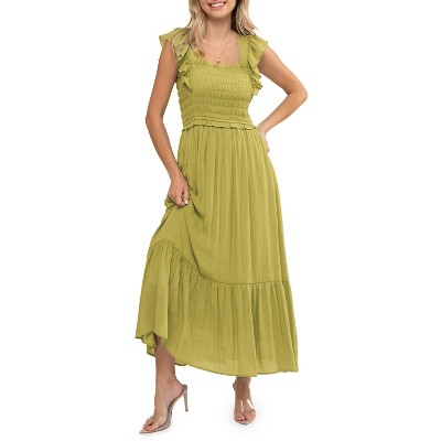 August Sky Women's Smocked Bodice Midi Dress : Target