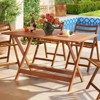 Tangkula 54.5" x 27.5" Patio Dining Table w/ Teak Painting 2" Umbrella Hole for Balcony - 2 of 4