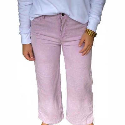 Women's High Rise Button Front Wide Leg Jeans - entro