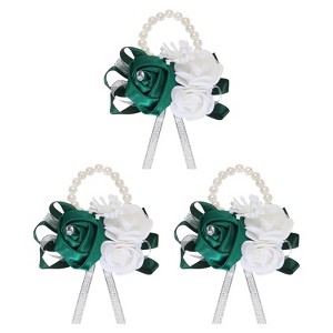 Unique Bargains Decorative Wedding Prom Party Artificial Rose Wrist Corsages - 1 of 3