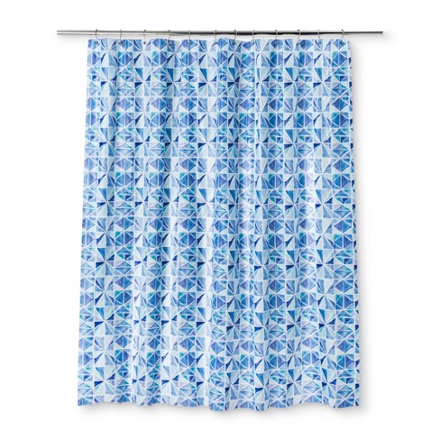 Color Block Shower Curtain Capri Blue Opaque Room Essentials