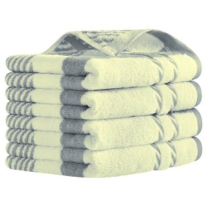 REGALWOVEN Bathroom Soft Absorbent Striped Pattern Cotton Decorative Hand Towel 15" x 35" - 1 of 4
