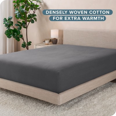 Twin Size Gray Cotton Flannel Deep Pocket Fitted Sheet