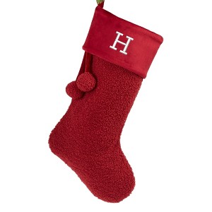 Personalization Mall Cozy Burgundy Shearling Embroidered Initial Christmas Stocking - 1 of 3