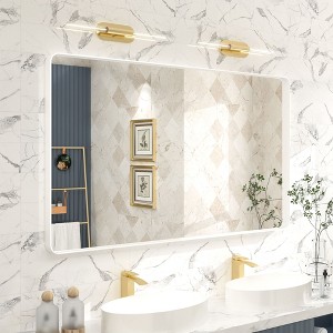 Apmir 51 in. W x 30 in. H Rectangular Aluminum Alloy Framed and Tempered Glass Wall Mirror in Matte White - 1 of 4