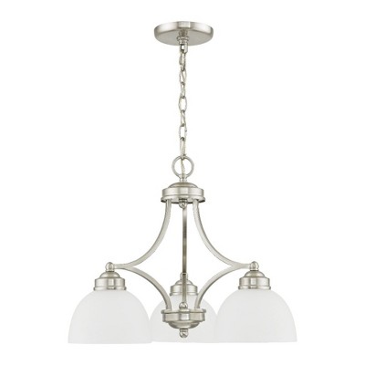 Somerset Mini 3-Light Chandelier in Brushed Nickel with Satin Glass