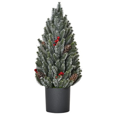 TopComfy Christmas Tree Stand 18 Inch Miniature Snow Flocked Tabletop Tree for Holiday Decor, Green, 10.8"*10.8"*18.5"