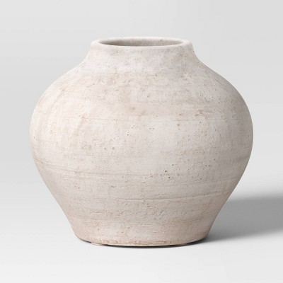 Small Ceramic Rustic Artisan Vase - Threshold™: Neutral Distressed Decor, 7" Bouquet Holder