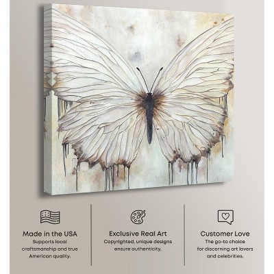 Neutral Beauty Chic Farmhouse Butterfly Canvas Wall Art, 20" x 20"