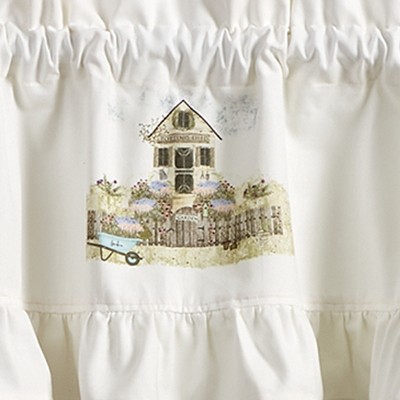 Cream Floral Embroidered Rod Pocket Valance 60” x 14”