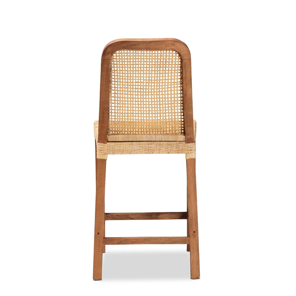 Caspia Wood and Rattan Counter Height Barstool Natural/Walnut - bali & pari - thumbnail 5
