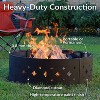 Sunnydaze Outdoor Heavy-Duty Steel Portable Large Round Diamond Cut Out Fire Pit Ring with Log Poker - 36" - Black - 4 of 4