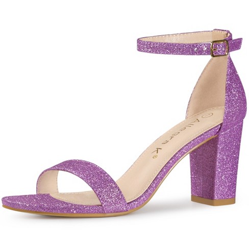 Allegra K Women's Gradient Glitter Chunky Heels Sandals Purple 9 : Target