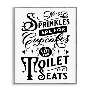 Stupell Industries Humorous Bathroom Toilet Seat Phrase Vintage Typography Framed Giclee Art, Gray, 11" x 14" - 1 of 4