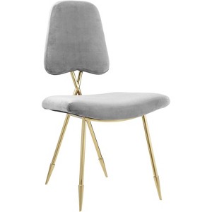 Modway Ponder Performance Velvet Dining Side Chair Gray - 1 of 2