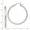 Black Bow Jewelry 3mm, Satin Polished D/C Sterling Silver Hoops - 40mm (1 1/2 Inch) - 4 of 4