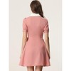 INSPIRE CHIC Women's Vintage Peter Pan Collar Short Sleeve Button Down A-Line Mini Dress - 4 of 4