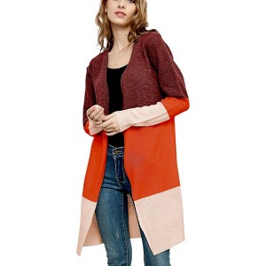 Anna-Kaci Women's Long Sleeve Open Front Casual Knit Sweaters Coat Outwear Striped Draped Duster Cardigan - 1 of 4