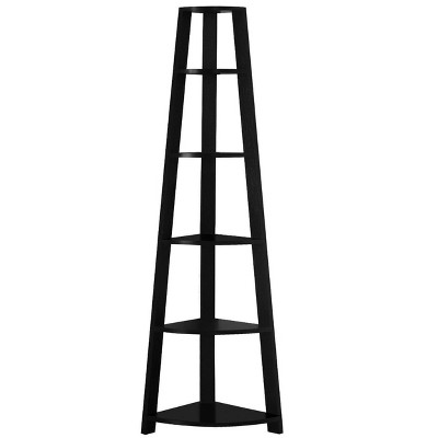 NicBex Corner Etagere Bookcase 5 Tier Grey Woodgrain Laminate Contemporary Office Storage with Cable Management